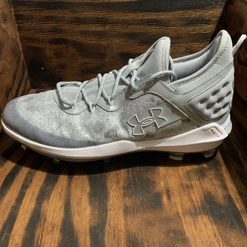 Under Armour Harper 8 Low ST Gray Metal Baseball Cleats 3026588-102 Mens Size 14